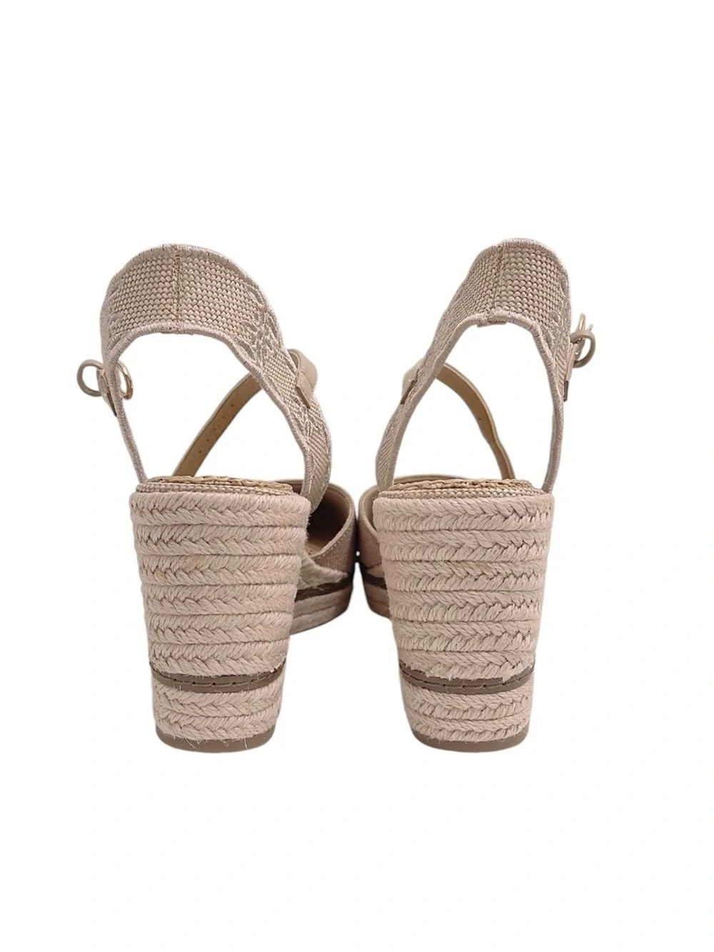 Crown Vintage 7.5 Narri Canvas Crochet Espadrille Platform Wedge Heel Sandals
